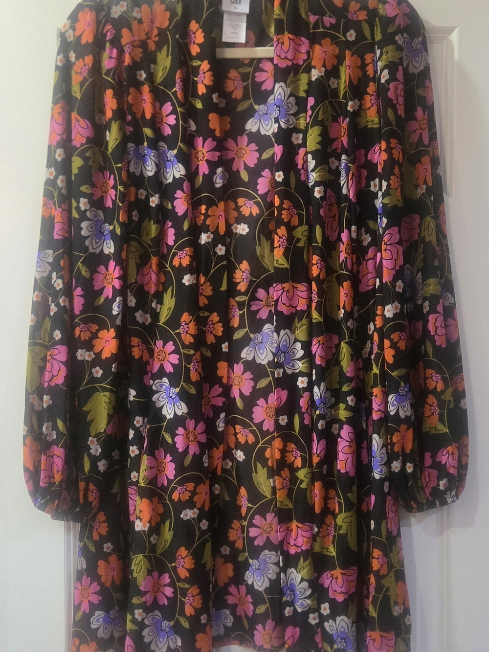 Cabi Black Floral Duster Mesh Cardigan